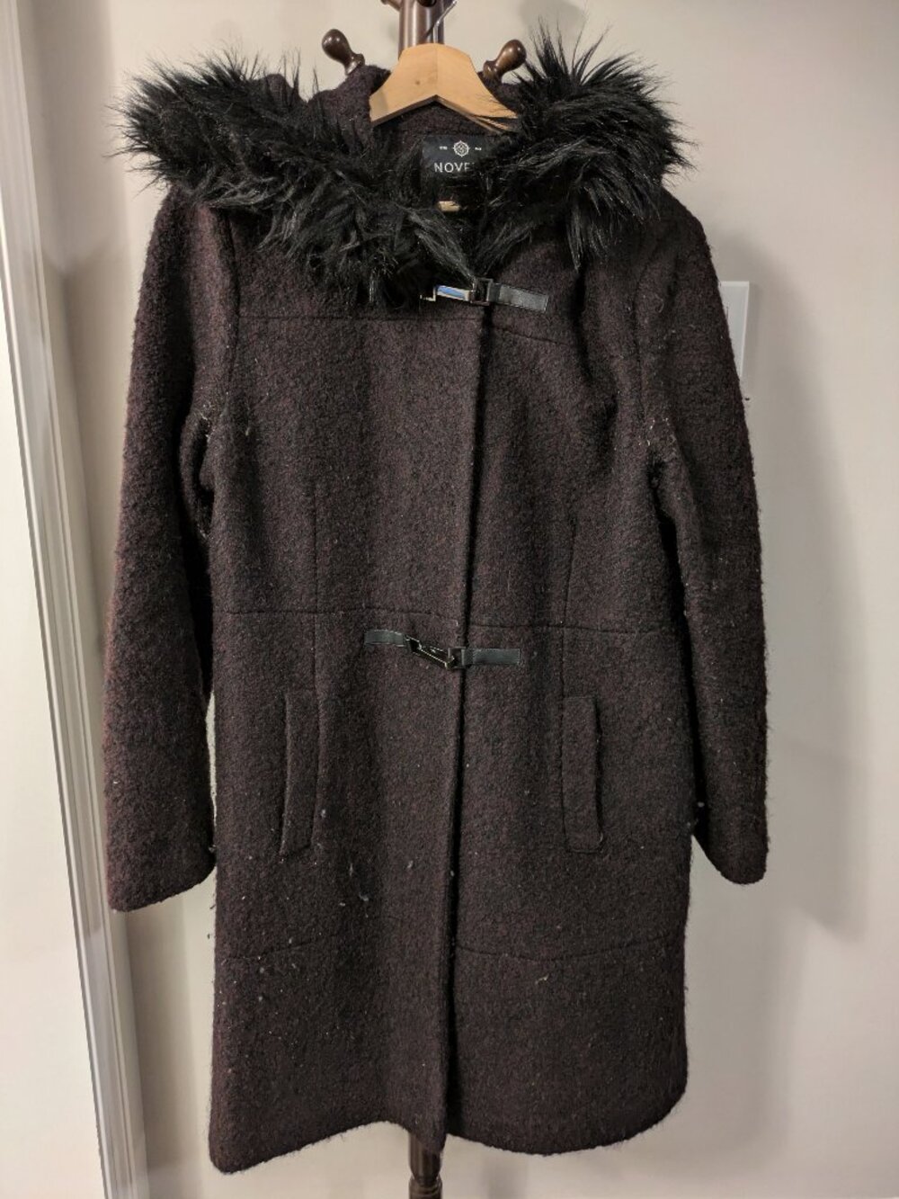 Novelti (Laura) Purple/Black -15 to 15C Polyester/Wool Coat (US 18)